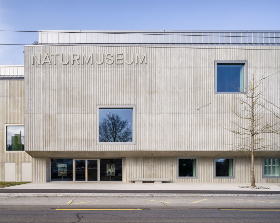 Beton, Museum, Michael Meier und Marius Hug Architekten (Z�rich), Armon Semadeni Architekten (Z�rich), Stil, Typologie, Museum, Saal, Museums�ra, Bruch, typology, style, dorische S�ule, Industriearchitektur, Einschnitte, geriffelt, Fensterquadrat, Roman Keller, Sankt Gallen