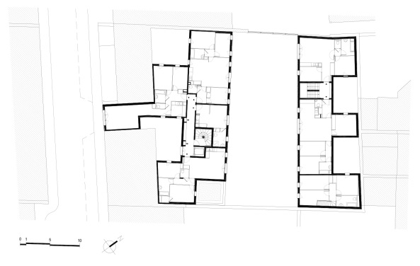 Paris, Rue Nicolo, 16 Arrondissement, Sozialer Wohnungbau, Tequi Architectes, Social Housing, Paris habitat, Brushed stainless steel, Edelstahl, Hofhaus, Sergio Grazia, Bertrand Delanoe