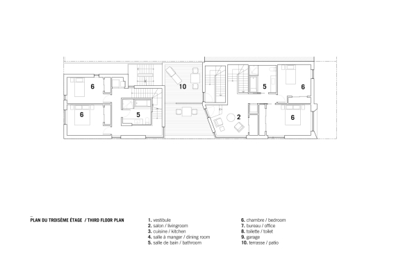 naturehumaine, Adrien Williams, mehrfamilienhaus, doppelhaus, haus, wohnhaus, umbau, sanierung, radikalumbau, modern, neu, badewanne, kanada, canada, kanadisch, montreal, dandurand, 1920, backstein, ziegel, aufstockung, dachgeschoss, veranda, loggia, balkon, architekten, architektur