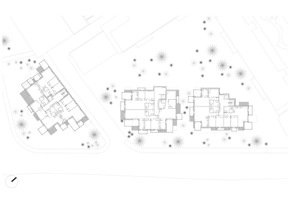 Poggi Architecture, More Architecture, Bordeaux, Saintes, Les Boiffiers, Javier Callejas, Baunetz, Baunetz Meldung, Architektur, architecture, Wohnungsbau, Sozialwohnungsbau, social housing, residential, wei, white, cube, Kubus, kubisch, Wolke, white cloud, Balkon, Loggia, Blechverkleidung, balcony, perforation, perforiert, Transparenz, transparency, privacy, Privatheit