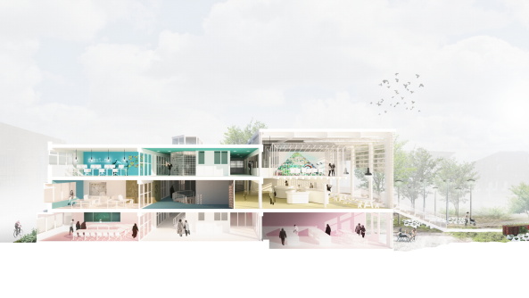 Amsterdam, Niederlande, Slotervaart, BETA office, Elisabeth Boersma, Ru Par Schule, Ru Par School, Ru Par Community, Gemeinschaftszentrum, Umnutzung