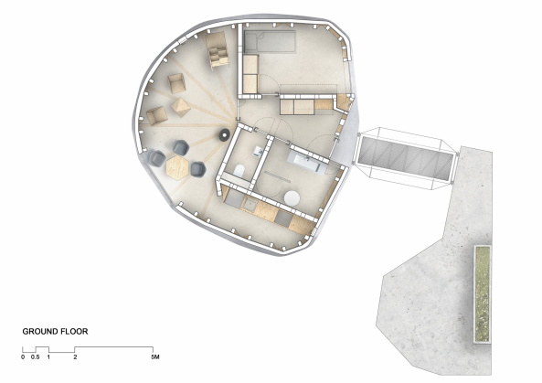 Baunetz, Baunetz Meldung, Architektur, architecture, Prag, Tschechien, Jan Sepka, Tom� Mal�, H�H architekti, House on a Slope, House in the Orchard, Ludwig Leo, Umlauftank, PU-Schaum, Polyurethanschaum, Holzkonstruktion, Balken, space ship, Raumschiff, Fremdk�rper, grau