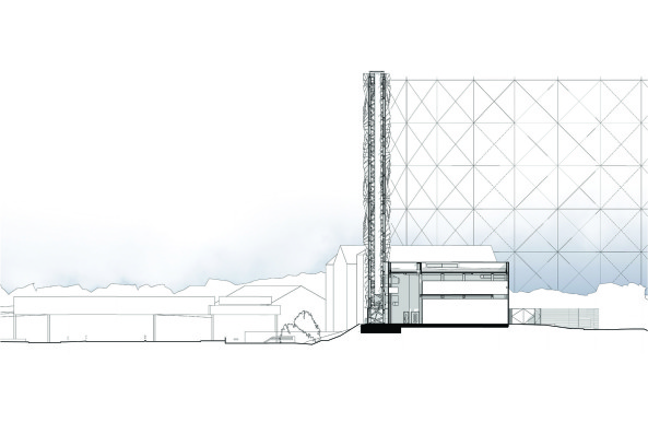 Mark Hadden, landmarke, kraftwerk, heizkraftwerk, golden, goldener, schornstein, neubau, london, greenwich, besucherzentrum, ffentlich, ffentlichkeitsarbeit, architekten, c.f.moller, moller, Mller, C.F.Mller, sakral, kirche, turm, schwarz, wei, wrme, energie, energieversorgung, transparenz, architektur, industrie, peninsula, halbinsel, c.f.