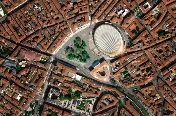 Verona, gmp, Schlaich, Hamburg, Stuttgart, Italien, Amphitheater, Stadion, Dach, Mechanik, Heiligenschein, antik, Membran, Seil, Technik, Konzert, Oper, Gerkan Marg und Partner