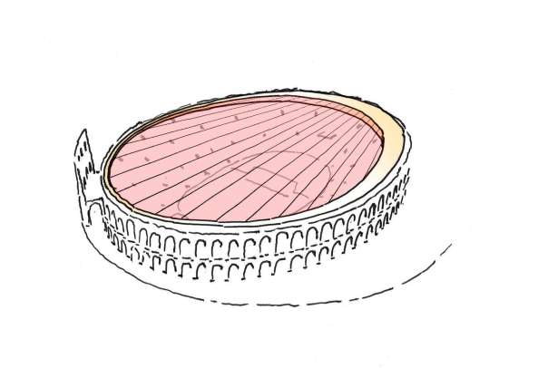 Verona, gmp, Schlaich, Hamburg, Stuttgart, Italien, Amphitheater, Stadion, Dach, Mechanik, Heiligenschein, antik, Membran, Seil, Technik, Konzert, Oper, Gerkan Marg und Partner