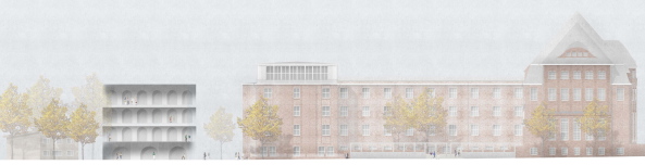 Backstein, Neobarock, Mansarddach, Atelierhaus, Container, Rohbaucharakter, HFBK, Ateliers, Licht, Polycarbonat, Fritz Schumacher, Kuhen Malvezzi, Winking Froh Architekten, Dominikus Stark Architekten, Andreas Heller, Wettbwerb