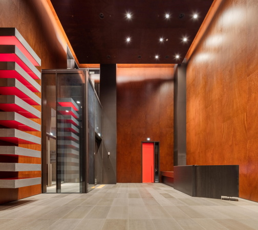 Kevin Scott, Kyungsub Shin, Brohochhaus, offices, high-rise building, Olson Kundig, Seoul, Korea, Sdkorea, corporate architecture, Fassade, facade, steel, Stahl, schwarz, black, Baunetz, Meldung, Architektur, architecture, Shinsegae, South Korea