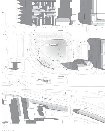Juliusz Sokolowski, Jakub Certowicz, Piotr Rakowski, DIALOGUE CENTRE PRZEŁOMY, National Museum, Nationalmuseum, Szczecin, Stettin, Muzeum Narodowe, Platz, square, Landschaftsarchitektur, landscape architecture, Architektur, architecture, grau, Beton, grey concrete, wave, Welle, KWK Promes, Philharmonie, history, Geschichte, urban space, Stadtraum, open space, Polen, Poland, Baunetz, Meldung