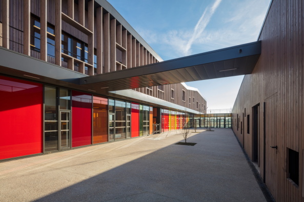 Baunetz, Meldung, Architektur, architecture, Ameller Dubois, Frankreich, Disneyland, Euro Disney, Paris, Schule, Kindergarten, school, Kita, Holz, wood, Maria Temtunic, Guillaume Guerin, Catherine Laroche, Farbe, colour