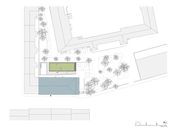 Wien, �sterreich, Lyc�e Fran�ais, Studio Moli�re, Dietmar Feichtinger Architectes, Schulerweiterung, Umbau, Neustrukturierung, �ffnung, Gegens�tze, Bestand, Transparenz