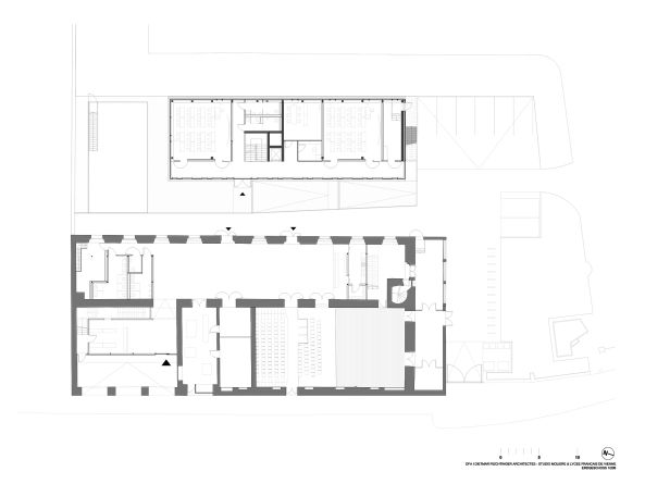 Wien, �sterreich, Lyc�e Fran�ais, Studio Moli�re, Dietmar Feichtinger Architectes, Schulerweiterung, Umbau, Neustrukturierung, �ffnung, Gegens�tze, Bestand, Transparenz