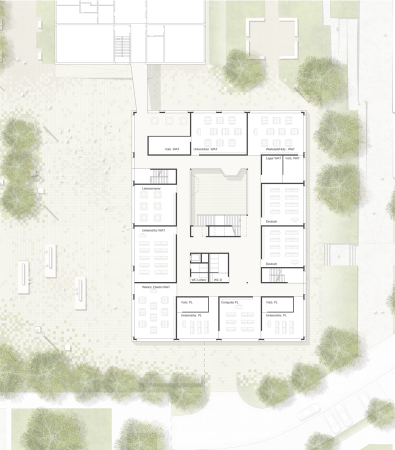 Ulrich von Hutten, Frankfurt (Oder), deutschland, Oberschule, Schule, Neubau, Oberschule Ulrich von Hutten, Wettbewerb, Realisierungswettbewerb, Competition, School, Highschool, Doris Gruber, Schwind & Wolf Architektenpartnerschaft, Lehmann Architekten, AV1 Architekten, Anbau, Freiraumgestaltung, Raumprogramm, 3. Preis, 1. Preis