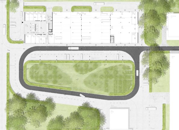 3. Preis: FCP Fritsch und AllesWirdGut mit Landschaftsarchitekten Man Made Land, Abbildung: Grundriss Betriebsgebude