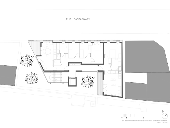 Paris, Dietmar Feichtinger Architectes, Sozialer Wohnungsbau, Rue Castagnary, 15. Arrondissement, social housing, 1016, Metall, Lamellen, Frankreich