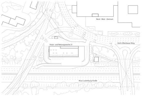 Baunetz, Meldung, Klling, Architektur, architecture, Erich-Ollenhauer-Ring, Frankfurt, Frankfurt am Main, Feuerwache, Feuer- und Rettungswache 21, Nordweststadt, Rettungswache, 2017, Christoph Kraneburg, rot, Beton, Fassade, red, concrete, facade, fire station