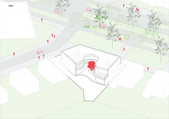 MVRDV. Villa, Rotterdam, glasierter Ziegel, glass, Glas, glazed, brickstone, creamy, cremig, Ossip van Duivenbode, fluid, curved, courtyard, Hof, Kurvig, Glas, Selbstversorger