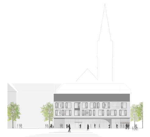 Nrnberg, Bayern, Pfarrzentrum, Gemeindezentrum, Jesu Herz, Bandlow Architekten, Sandstein,Glas, Innenhof, Besenstrichputz