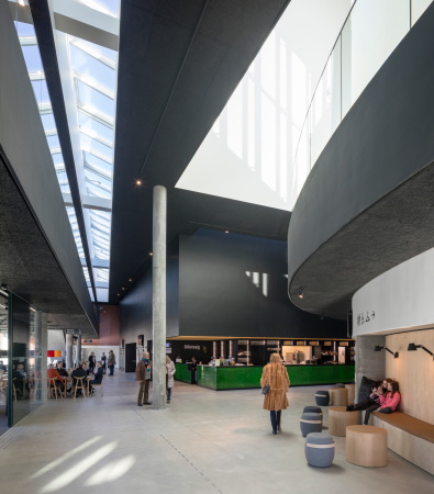 Vendsyssel Theatre, Hj�rring, Theater, 2017, Neubau, Fertigstellung, Schmidt Hammer Lassen, SHL, Fassade, Glas, bunt, pastell, Music hall, Black Box, Rehearsal hall, Musik, Auditorium, Kopenhagen, Gade & Mortensen Akustik A/S AIX Arkitekter AB, Filippa Berglund, scenography, architect maa, Arkitekfirmaet Finn �stergaard A/S, Adam M�rk