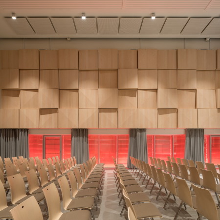 Vendsyssel Theatre, Hj�rring, Theater, 2017, Neubau, Fertigstellung, Schmidt Hammer Lassen, SHL, Fassade, Glas, bunt, pastell, Music hall, Black Box, Rehearsal hall, Musik, Auditorium, Kopenhagen, Gade & Mortensen Akustik A/S AIX Arkitekter AB, Filippa Berglund, scenography, architect maa, Arkitekfirmaet Finn �stergaard A/S, Adam M�rk