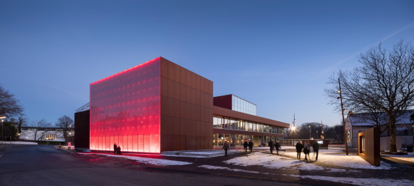 Vendsyssel Theatre, Hjrring, Theater, 2017, Neubau, Fertigstellung, Schmidt Hammer Lassen, SHL, Fassade, Glas, bunt, pastell, Music hall, Black Box, Rehearsal hall, Musik, Auditorium, Kopenhagen, Gade & Mortensen Akustik A/S AIX Arkitekter AB, Filippa Berglund, scenography, architect maa, Arkitekfirmaet Finn stergaard A/S, Adam Mrk