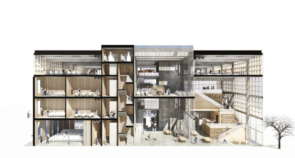 Architektur, Architecture, baunetz, meldung, news, nachricht, wettbewerb, competition,wettbewerbsergebnis, result, architekturschule, school of architecture, d�nmark, danien, aarhus, new aarch, Vargo Nielsen Palle, Brian Vargo, Jonas Snedevind Nielsen, Mathias Palle, ADEPT, Atelier Lorentzen Langkilde, BIG, Bjarke Ingels, Erik Giudice Architecture, Lacaton & Vassal, BESSARDs' Studio, Siegesentwurf, Gewinnerprojekt, flexible Structure, structure, flexibility, fabric character, kulturelles Zentrum, Vision, Torben Nielsen