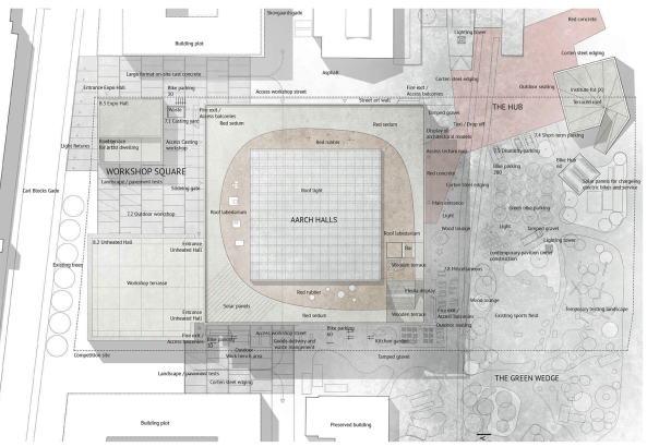 Architektur, Architecture, baunetz, meldung, news, nachricht, wettbewerb, competition,wettbewerbsergebnis, result, architekturschule, school of architecture, d�nmark, danien, aarhus, new aarch, Vargo Nielsen Palle, Brian Vargo, Jonas Snedevind Nielsen, Mathias Palle, ADEPT, Atelier Lorentzen Langkilde, BIG, Bjarke Ingels, Erik Giudice Architecture, Lacaton & Vassal, BESSARDs' Studio, Siegesentwurf, Gewinnerprojekt, flexible Structure, structure, flexibility, fabric character, kulturelles Zentrum, Vision, Torben Nielsen