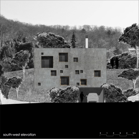 Baunetz, Meldung, Architektur, architecture, Hannes Henz, Wespi, de Meuron, Romeo, Wespi de Meuron Romeo, Basel, Baselland, Einfamilienhaus, Villa, residential, Swiss, house, Tessin, Ticino, Caviano, concrete, beton brut, sichtbeton, Waschbeton, Holz, wood, Estrich, Rauputz, rough plaster