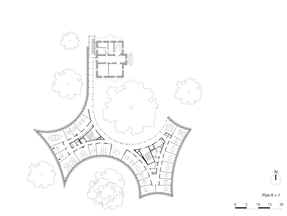 baunetz, architektur, architecture, news, nachricht, meldung, verwaltungsbau, brohaus, kurvenreich, park, atelier du pont, Communaut de Communes, frankreich, nantes, vende, verwaltungssitz, Pays des Herbiers, gemeinde, gemeindeverband, rathaus, altbau, neubau, umgebung, baum, chamleon, arbeitsraum, bro, Takuji Shimmura