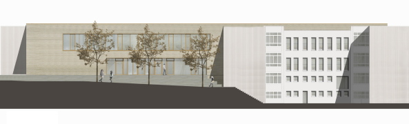 Baunetz, Meldung, Architektur, Schulbau, Umbau, Anbau, Erweiterung, Schulerweiterung, Paul Michael Pielen, Kresings Mnster, Aachen, 4. Gesamtschule Aachen, Sandkaul, Nachkriegsmoderne, Kresings Architektur