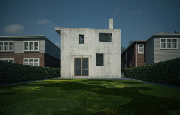Baunetz, Meldung, Architektur, architecture, Projekt, project, Einfamilienhaus, Toronto, Kanada, canada, Adrian Phiffer, concret, Beton, Sichtbeton, radikal, radical, archaisch, pure, puristisch, archaic, Semblance House, 2017, Konzept, concept, suburbia, Alltagsarchitektur, everyday architecture