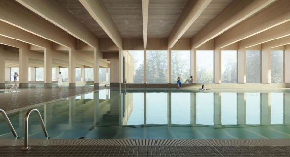 wettbewerb, schwimmhalle, schwimmbad, neubau, erweiterung, schweiz, z�rich, luzern, d�bendorf, oberdorf, hallenbad, scheune, becken, schwimmbecken, wellness, sauna, spa�bad, schwimmen, baden, entspannen, Scheitlin Syfrig, Architekten, Markus Schietsch, Archobau, illiz, b+p baurealisation, weberbrunner, Joos&Mathys
