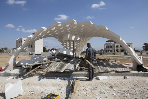 Baunetz, Architektur, architecture, Meldung, 2017, Stonematters, AAU ANASTAS, GSA Lab, Geometric Structure Architecture Lab, �cole nationale sup�rieure d'architecture, ENSA, Paris-Malaquais, Jericho, Pal�stina, palestine, el-Atlal, artist residency, vault, stone, cutting, Gew�lbe, Stein, Prototyp, Mikaela Burstow, selbsttragend