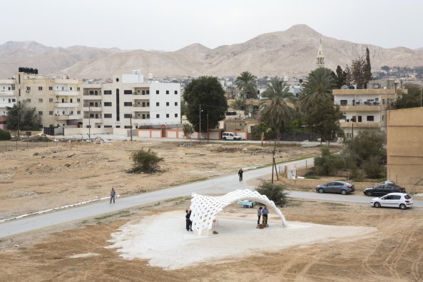 Baunetz, Architektur, architecture, Meldung, 2017, Stonematters, AAU ANASTAS, GSA Lab, Geometric Structure Architecture Lab, �cole nationale sup�rieure d'architecture, ENSA, Paris-Malaquais, Jericho, Pal�stina, palestine, el-Atlal, artist residency, vault, stone, cutting, Gew�lbe, Stein, Prototyp, Mikaela Burstow, selbsttragend