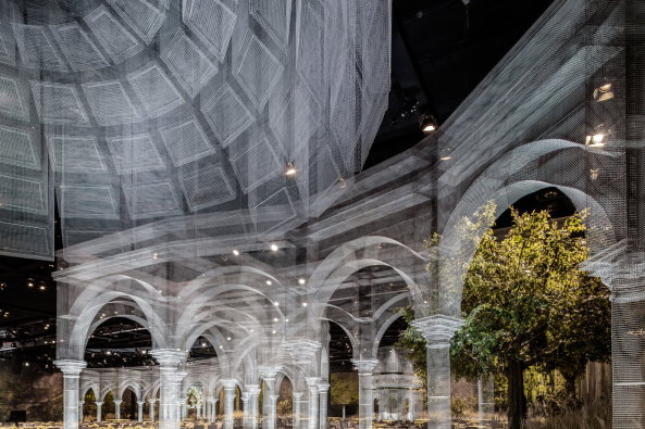 Baunetz, Meldung, Architektur, architecture, Inszenierung, Szenografie, Theater, Gitter, Licht, grid, light, Renaissance, Fest, Dekoration, decoration, Bhne, stage, Bankett, banquet, Abu Dhabi, Vereinigte Arabische Emirate, Edoardo Tresoldi, Roberto Conte