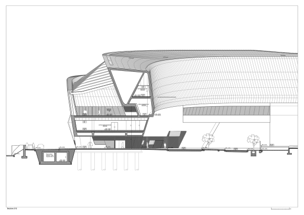 Baunetz, Architektur, Meldungen, Projekte, Neapel, Italien, Zaha Hadid, Bahnhof, Napoli Afragola, Hochgeschwindigkeitsz�ge, erster Bauabschnitt, Bahndrehkreuz, Umsteigebahnhof, Verkehrsbau, Fu�g�ngerbr�cke, Beton, Stahl, Corian
