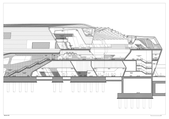 Baunetz, Architektur, Meldungen, Projekte, Neapel, Italien, Zaha Hadid, Bahnhof, Napoli Afragola, Hochgeschwindigkeitszge, erster Bauabschnitt, Bahndrehkreuz, Umsteigebahnhof, Verkehrsbau, Fugngerbrcke, Beton, Stahl, Corian