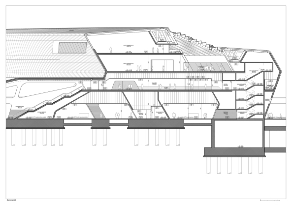 Baunetz, Architektur, Meldungen, Projekte, Neapel, Italien, Zaha Hadid, Bahnhof, Napoli Afragola, Hochgeschwindigkeitszge, erster Bauabschnitt, Bahndrehkreuz, Umsteigebahnhof, Verkehrsbau, Fugngerbrcke, Beton, Stahl, Corian