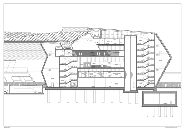 Baunetz, Architektur, Meldungen, Projekte, Neapel, Italien, Zaha Hadid, Bahnhof, Napoli Afragola, Hochgeschwindigkeitszge, erster Bauabschnitt, Bahndrehkreuz, Umsteigebahnhof, Verkehrsbau, Fugngerbrcke, Beton, Stahl, Corian