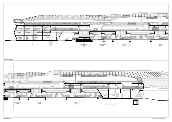 Baunetz, Architektur, Meldungen, Projekte, Neapel, Italien, Zaha Hadid, Bahnhof, Napoli Afragola, Hochgeschwindigkeitszge, erster Bauabschnitt, Bahndrehkreuz, Umsteigebahnhof, Verkehrsbau, Fugngerbrcke, Beton, Stahl, Corian