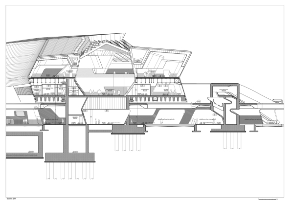 Baunetz, Architektur, Meldungen, Projekte, Neapel, Italien, Zaha Hadid, Bahnhof, Napoli Afragola, Hochgeschwindigkeitsz�ge, erster Bauabschnitt, Bahndrehkreuz, Umsteigebahnhof, Verkehrsbau, Fu�g�ngerbr�cke, Beton, Stahl, Corian