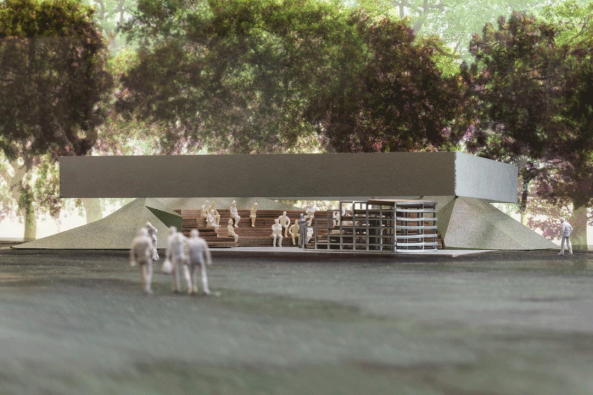 Rem Koolhaas, OMA, MPavilion, Melbourne, 2017, Queen Victoria Gardens, Melbourne, David Gianotten, Laurence Bolhaar, Miguel Taborda, Paul Jones, Fedor Medek, Eve Hocheng, Southbank Arts Precinct, Serpentine, Planvorstellung, projekt, project, design