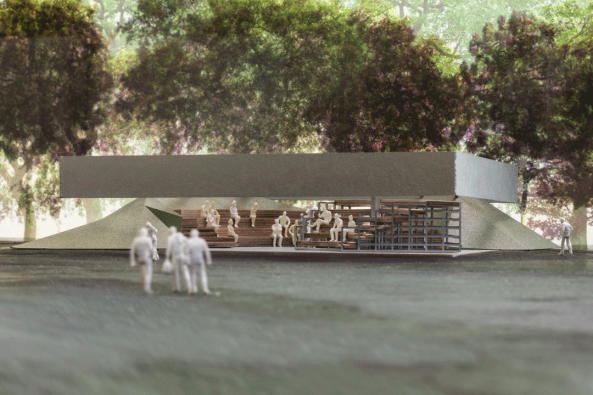 Rem Koolhaas, OMA, MPavilion, Melbourne, 2017, Queen Victoria Gardens, Melbourne, David Gianotten, Laurence Bolhaar, Miguel Taborda, Paul Jones, Fedor Medek, Eve Hocheng, Southbank Arts Precinct, Serpentine, Planvorstellung, projekt, project, design