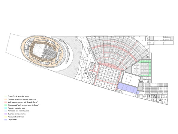 Musik-Theater, Seine, Shigeru Ban, architects, musik, centre pompidou, neubau, paris, frankreich, konzertsaal, laterne, ei, glas, holz, holzgitter, holzkonstruktion, japan, japanische, architektur, erffnung, leinwand, stadt, masterplan, westen, La Seine Musicale, Didier Boy de la Tour