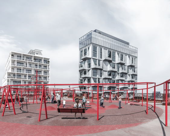 Baunetz, Meldung, Architektur, architecture, 2017, The Silo, Kopenhagen, Copenhagen, Harbour Hafen, water side, D�nemark, Denmark, COBE, Wohnen, Umbau, housing, Wohnhochhaus, reuse, development, industrial, Industrie, Getreidesilo, Denkmal, heritage,  high rise, Hochhaus, Fassade, Metal, facade, metal, cladding, Rasmus Hjortsh�j, Klaus Kastbjerg, NRE Denmark, COAST, Nordhavn, Nordhafen, rauh, raw, Interior, Sichtbeton, exposed concrete