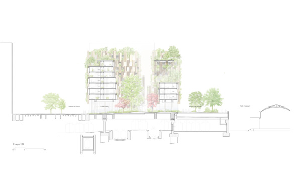 Kengo Kuma und Marchi Architects planen Hotelkomplex in Paris