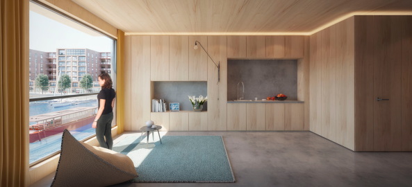 Orange, Amsterdam, 2017, Wohnhaus, Meer, Hafenkai