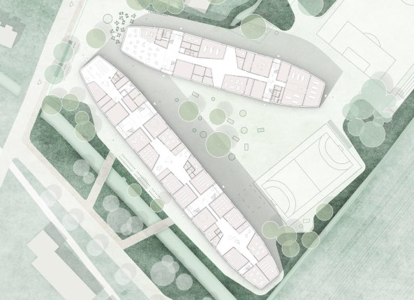 Kirchenheerweg, Hamburg, Stadtteilschule, Neubau, Wettbewerb, Backstein, Langhaus, Schulhaus, Schlauch, langezogen, Ziegelstein, brich, school, competition, 2017, Thomas Krger, Eike Roswag, ARGE, Team Grundschule, Kirchwerder