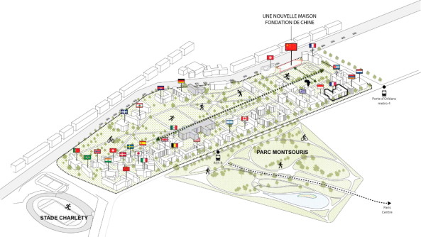 Cit Internationale Universitaire de Paris, Entwurf, Planung, Design, concept, 2017, PLne, plans, Studentenwohnheim, students, housing, dormitories, dormitory, Park, Platz, Le Corbusier, Ikonen, Moderne, Ausstellung, 17 boulevard Jourdan, Coldefy & Associs, Atelier FCJZ, Sui Jianguo