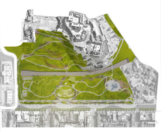 Baunetz, Meldung, Architektur, News, architecture, Ross Pavillon, Wettbewerb, Landschaftsgestaltung, Park, Freilichtbhne, Schottland, grn, Edinburgh, wHY, BIG, William Matthews Associates mit Sou Fujimoto Architects, djaye Associates, Reiulf Ramstad Arkitekter mit Forbes Massie Studio, Page \ Park Architects, Hogmanay, Siegerentwurf, winner