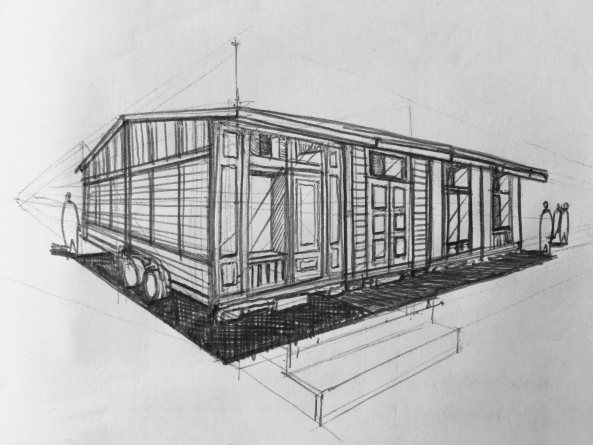 Bauhaus Bungalow mit Flachdach, Erker und Pool Terrasse - Architektur  Zeichnung Haus ebenerdig bauen Ideen ELK Fertighaus … in 2020 |  Bauhausstil, Haus bungalow, Haus stile